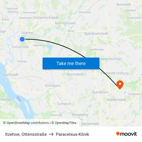 Itzehoe, Ottensstraße to Paracelsus-Klinik map
