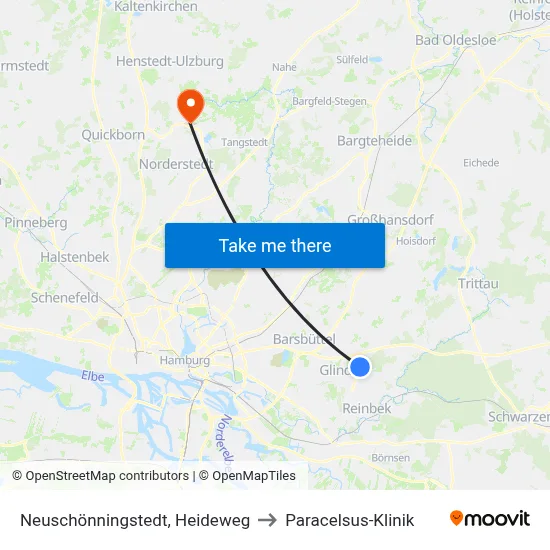 Neuschönningstedt, Heideweg to Paracelsus-Klinik map