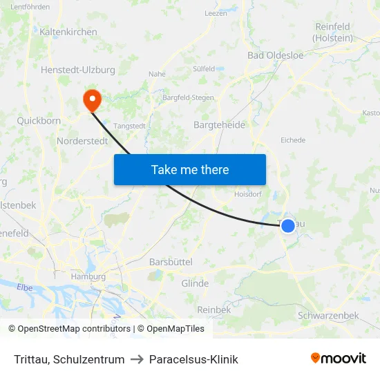 Trittau, Schulzentrum to Paracelsus-Klinik map