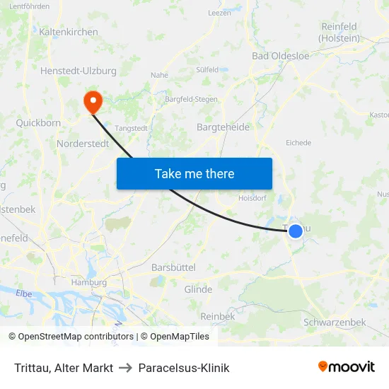 Trittau, Alter Markt to Paracelsus-Klinik map