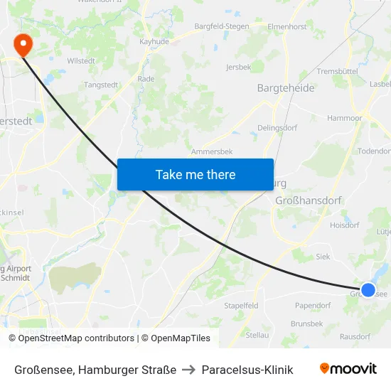 Großensee, Hamburger Straße to Paracelsus-Klinik map
