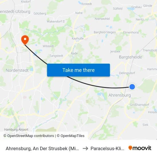 Ahrensburg, An Der Strusbek (Mitte) to Paracelsus-Klinik map
