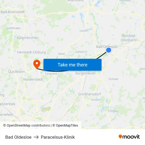 Bad Oldesloe to Paracelsus-Klinik map