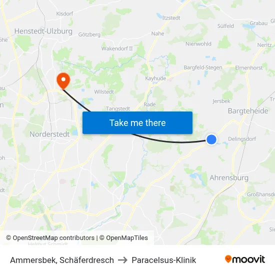 Ammersbek, Schäferdresch to Paracelsus-Klinik map