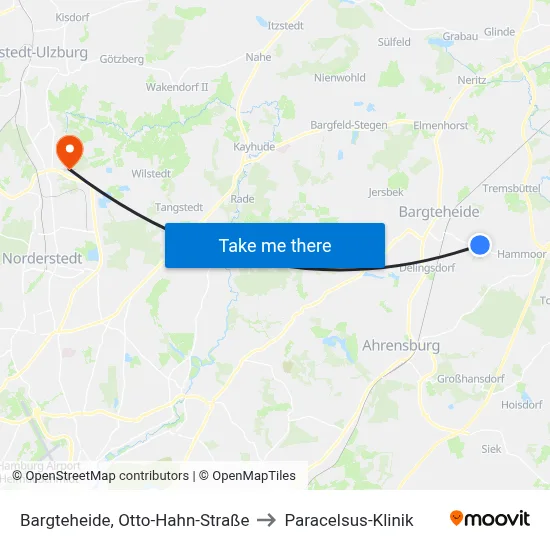 Bargteheide, Otto-Hahn-Straße to Paracelsus-Klinik map