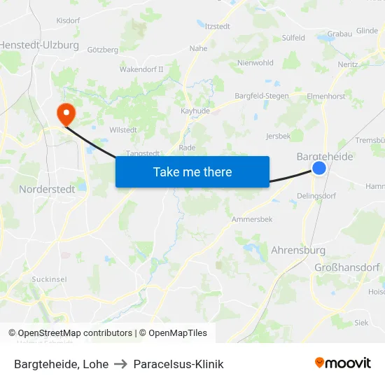 Bargteheide, Lohe to Paracelsus-Klinik map