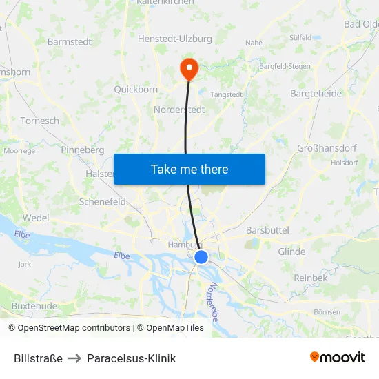 Billstraße to Paracelsus-Klinik map