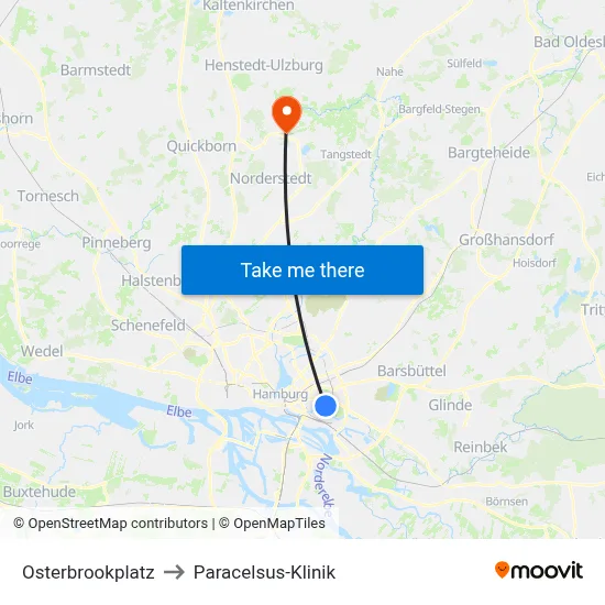 Osterbrookplatz to Paracelsus-Klinik map