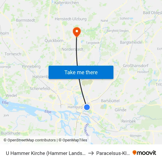 U Hammer Kirche (Hammer Landstraße) to Paracelsus-Klinik map