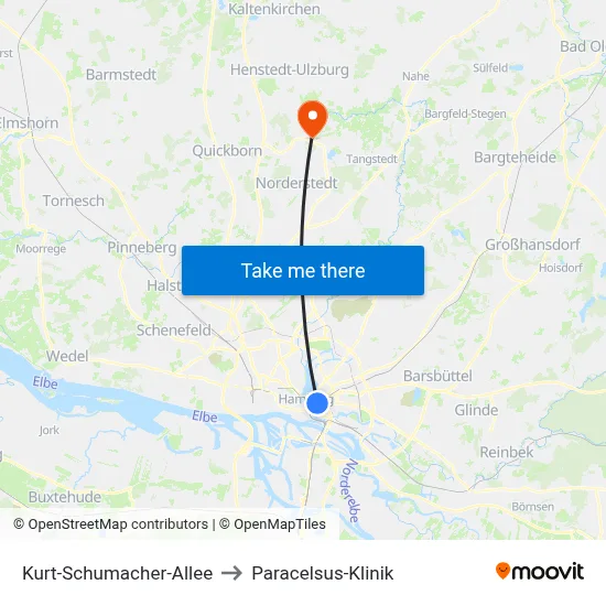 Kurt-Schumacher-Allee to Paracelsus-Klinik map