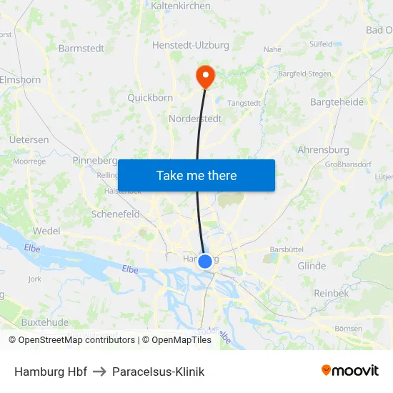 Hamburg Hbf to Paracelsus-Klinik map
