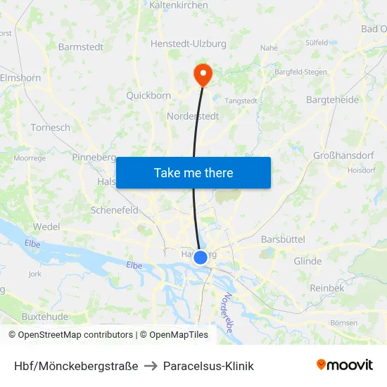 Hbf/Mönckebergstraße to Paracelsus-Klinik map