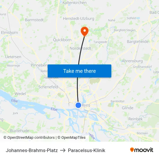 Johannes-Brahms-Platz to Paracelsus-Klinik map