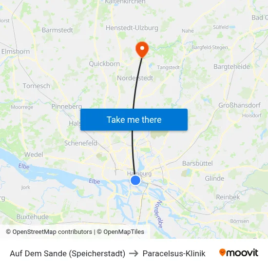 Auf Dem Sande (Speicherstadt) to Paracelsus-Klinik map