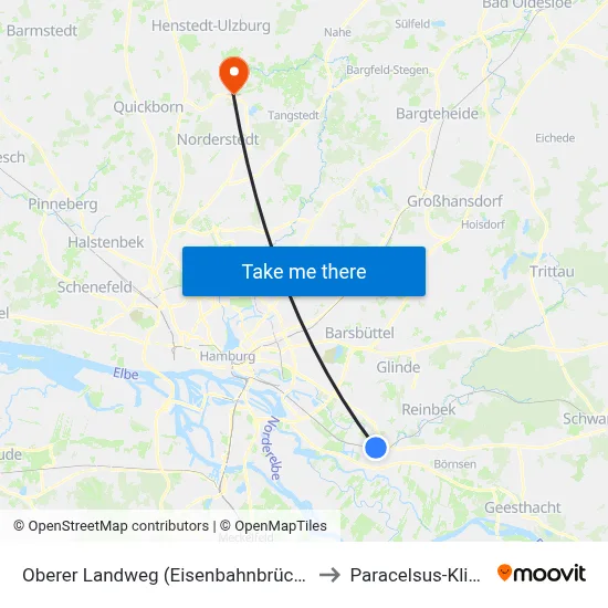 Oberer Landweg (Eisenbahnbrücke) to Paracelsus-Klinik map