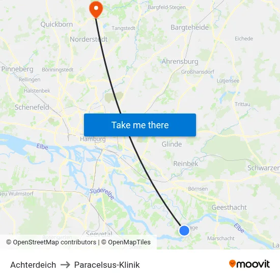 Achterdeich to Paracelsus-Klinik map