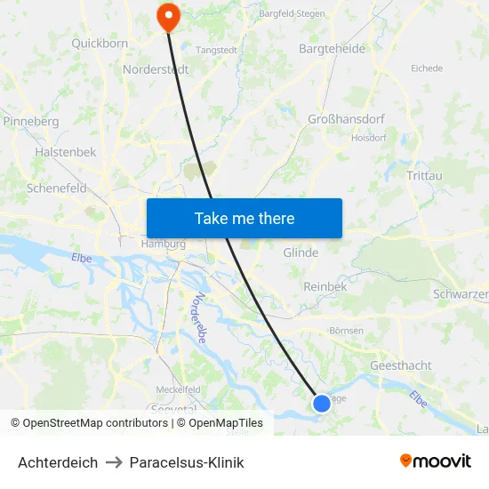 Achterdeich to Paracelsus-Klinik map