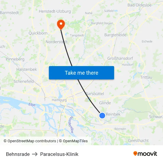 Behnsrade to Paracelsus-Klinik map