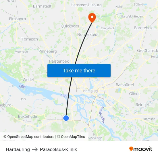 Hardauring to Paracelsus-Klinik map