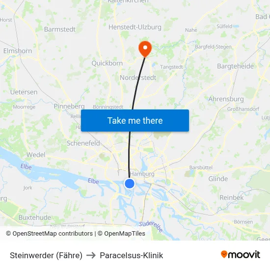 Steinwerder (Fähre) to Paracelsus-Klinik map