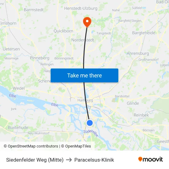 Siedenfelder Weg (Mitte) to Paracelsus-Klinik map