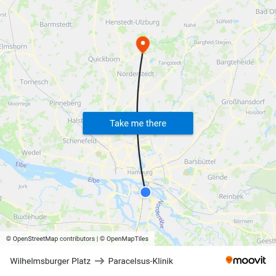 Wilhelmsburger Platz to Paracelsus-Klinik map