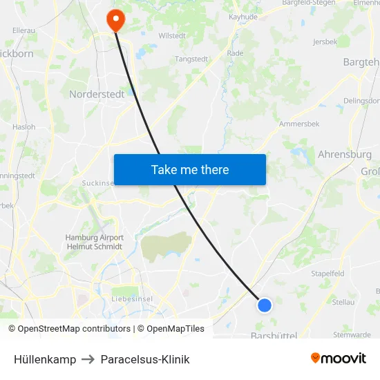 Hüllenkamp to Paracelsus-Klinik map