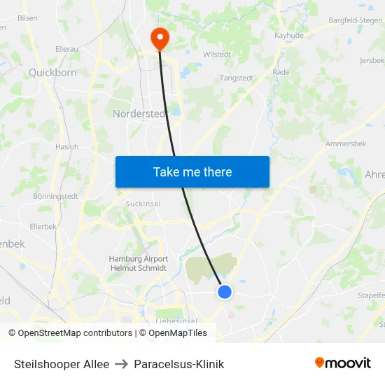 Steilshooper Allee to Paracelsus-Klinik map