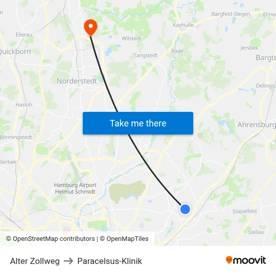 Alter Zollweg to Paracelsus-Klinik map