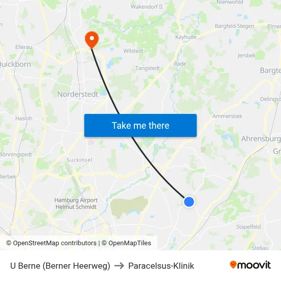 U Berne (Berner Heerweg) to Paracelsus-Klinik map