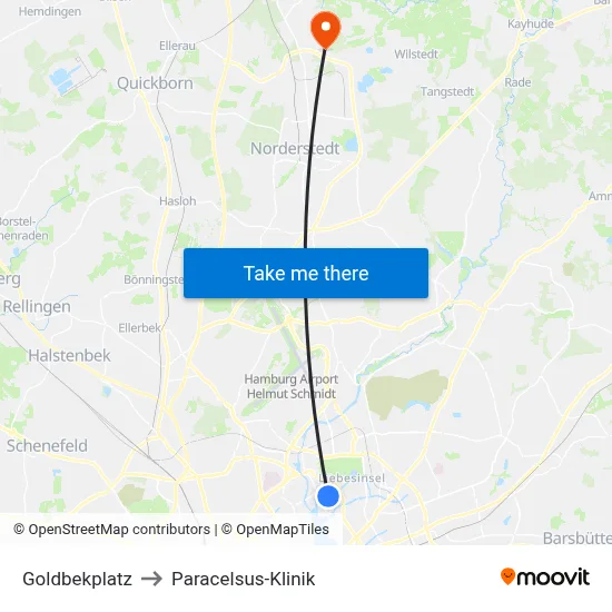Goldbekplatz to Paracelsus-Klinik map