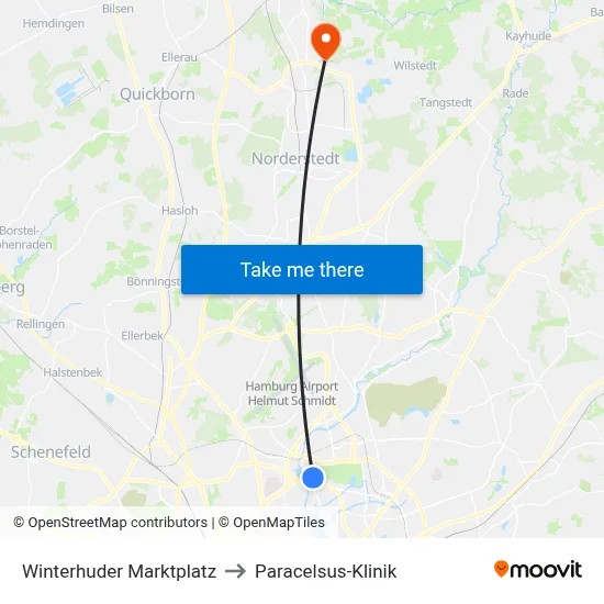Winterhuder Marktplatz to Paracelsus-Klinik map