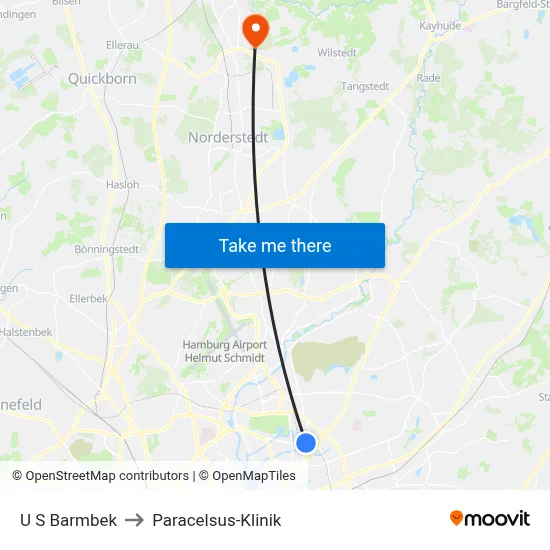 U S Barmbek to Paracelsus-Klinik map