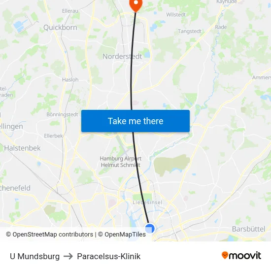 U Mundsburg to Paracelsus-Klinik map
