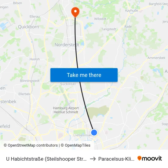 U Habichtstraße (Steilshooper Straße) to Paracelsus-Klinik map