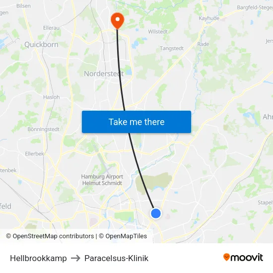 Hellbrookkamp to Paracelsus-Klinik map