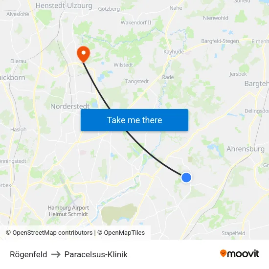 Rögenfeld to Paracelsus-Klinik map