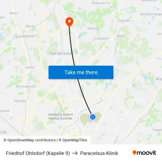 Friedhof Ohlsdorf (Kapelle 9) to Paracelsus-Klinik map