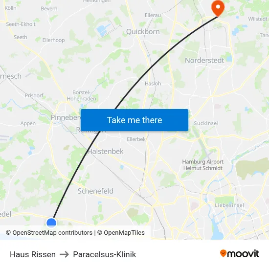 Haus Rissen to Paracelsus-Klinik map