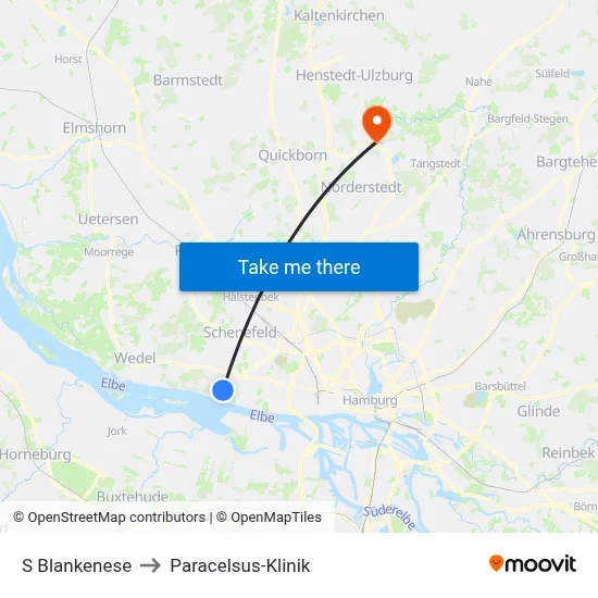 S Blankenese to Paracelsus-Klinik map