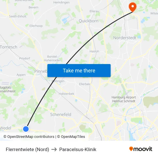 Flerrentwiete (Nord) to Paracelsus-Klinik map