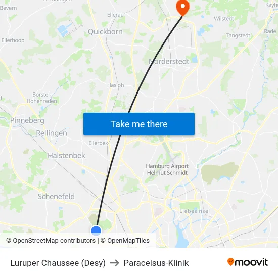 Luruper Chaussee (Desy) to Paracelsus-Klinik map