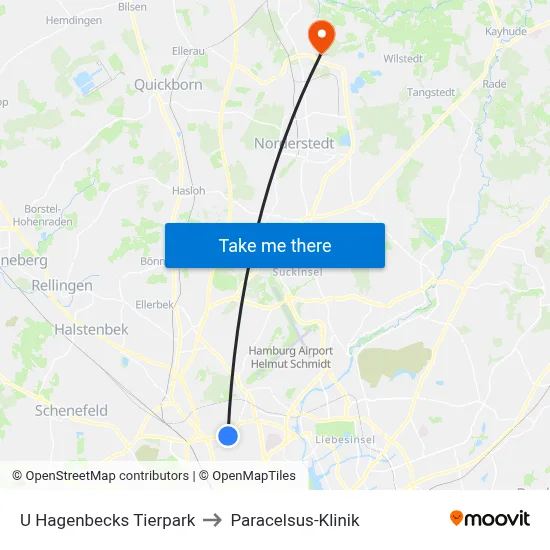 U Hagenbecks Tierpark to Paracelsus-Klinik map