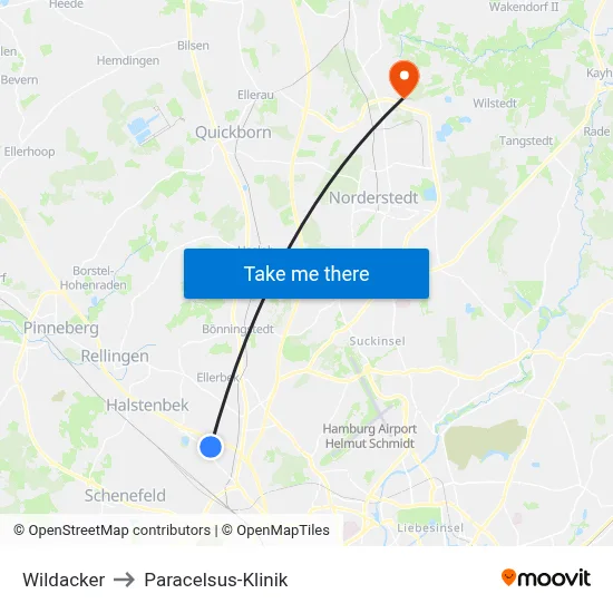 Wildacker to Paracelsus-Klinik map