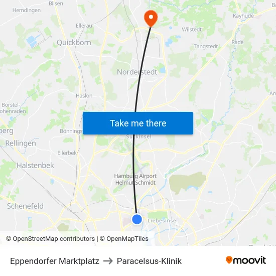 Eppendorfer Marktplatz to Paracelsus-Klinik map