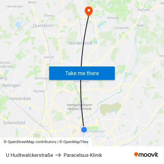 U Hudtwalckerstraße to Paracelsus-Klinik map