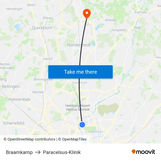 Braamkamp to Paracelsus-Klinik map