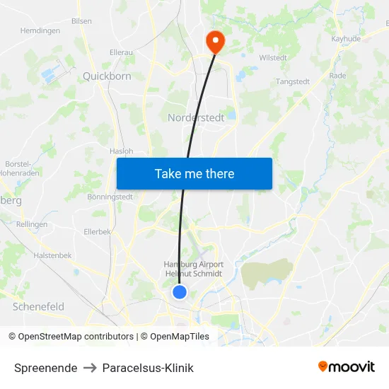 Spreenende to Paracelsus-Klinik map