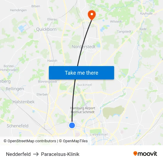 Nedderfeld to Paracelsus-Klinik map