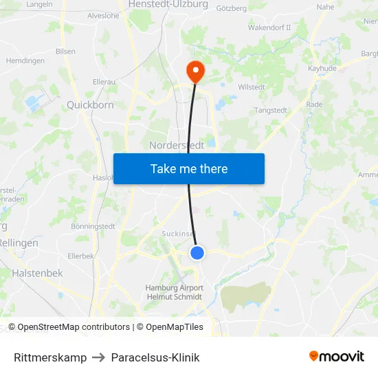 Rittmerskamp to Paracelsus-Klinik map